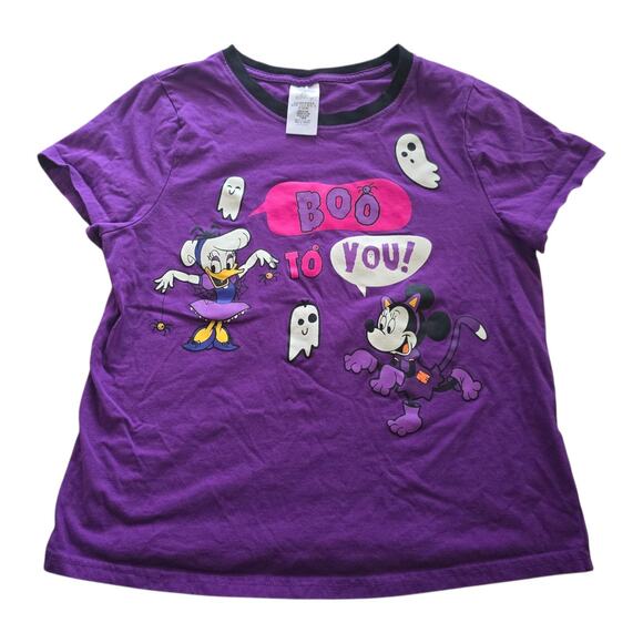 Disney Parks Daisy Minnie Halloween Boo to you Ringer Shirt SZ M Spooky Parade - Picture 2 of 6